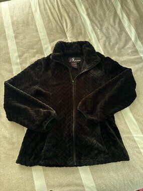 EUC i5 Apparel Black Plush Zip Jacket Sz M